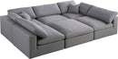 Serene Grey Linen Fabric Deluxe Cloud Modular Sectional - NY Furniture Direct (NY)