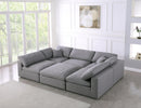 Serene Grey Linen Fabric Deluxe Cloud Modular Sectional - NY Furniture Direct (NY)