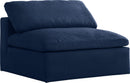 Serene Navy Linen Fabric Deluxe Cloud Armless Chair - NY Furniture Direct (NY)