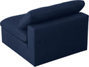 Serene Navy Linen Fabric Deluxe Cloud Armless Chair - NY Furniture Direct (NY)