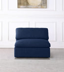 Serene Navy Linen Fabric Deluxe Cloud Armless Chair - NY Furniture Direct (NY)