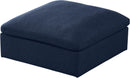 Serene Navy Linen Fabric Deluxe Cloud Ottoman - NY Furniture Direct (NY)
