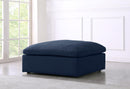 Serene Navy Linen Fabric Deluxe Cloud Ottoman - NY Furniture Direct (NY)
