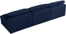 Serene Navy Linen Fabric Deluxe Cloud Modular Armless Sofa - NY Furniture Direct (NY)
