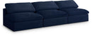 Serene Navy Linen Fabric Deluxe Cloud Modular Armless Sofa - NY Furniture Direct (NY)