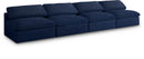 Serene Navy Linen Fabric Deluxe Cloud Modular Armless Sofa - NY Furniture Direct (NY)