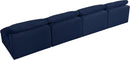 Serene Navy Linen Fabric Deluxe Cloud Modular Armless Sofa - NY Furniture Direct (NY)