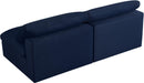 Serene Navy Linen Fabric Deluxe Cloud Modular Armless Sofa - NY Furniture Direct (NY)