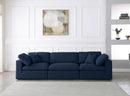 Serene Navy Linen Fabric Deluxe Cloud Modular Sofa - NY Furniture Direct (NY)