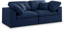 Serene Navy Linen Fabric Deluxe Cloud Modular Sofa - NY Furniture Direct (NY)