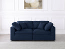 Serene Navy Linen Fabric Deluxe Cloud Modular Sofa - NY Furniture Direct (NY)