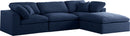Serene Navy Linen Fabric Deluxe Cloud Modular Sectional - NY Furniture Direct (NY)