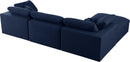 Serene Navy Linen Fabric Deluxe Cloud Modular Sectional - NY Furniture Direct (NY)