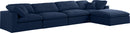 Serene Navy Linen Fabric Deluxe Cloud Modular Sectional - NY Furniture Direct (NY)