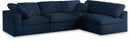 Serene Navy Linen Fabric Deluxe Cloud Modular Sectional - NY Furniture Direct (NY)