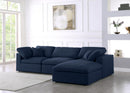 Serene Navy Linen Fabric Deluxe Cloud Modular Sectional - NY Furniture Direct (NY)
