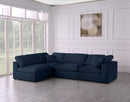 Serene Navy Linen Fabric Deluxe Cloud Modular Sectional - NY Furniture Direct (NY)