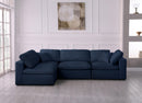 Serene Navy Linen Fabric Deluxe Cloud Modular Sectional - NY Furniture Direct (NY)