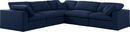 Serene Navy Linen Fabric Deluxe Cloud Modular Sectional - NY Furniture Direct (NY)