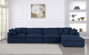 Serene Navy Linen Fabric Deluxe Cloud Modular Sectional - NY Furniture Direct (NY)