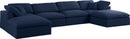Serene Navy Linen Fabric Deluxe Cloud Modular Sectional - NY Furniture Direct (NY)