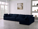 Serene Navy Linen Fabric Deluxe Cloud Modular Sectional - NY Furniture Direct (NY)