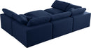 Serene Navy Linen Fabric Deluxe Cloud Modular Sectional - NY Furniture Direct (NY)