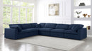 Serene Navy Linen Fabric Deluxe Cloud Modular Sectional - NY Furniture Direct (NY)