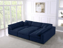 Serene Navy Linen Fabric Deluxe Cloud Modular Sectional - NY Furniture Direct (NY)