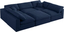 Serene Navy Linen Fabric Deluxe Cloud Modular Sectional - NY Furniture Direct (NY)
