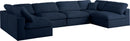 Serene Navy Linen Fabric Deluxe Cloud Modular Sectional - NY Furniture Direct (NY)