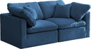 Plush Navy Velvet Standard Cloud Modular Sofa - NY Furniture Direct (NY)