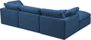 Plush Navy Velvet Standard Cloud Modular Sectional - NY Furniture Direct (NY)
