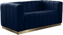 Marlon Navy Velvet Loveseat