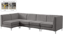Alina Grey Velvet Modular Sectional - NY Furniture Direct (NY)