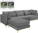 Julia Grey Velvet Modular Sectional (4 Boxes) - NY Furniture Direct (NY)