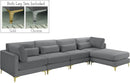 Julia Grey Velvet Modular Sectional (5 Boxes) - NY Furniture Direct (NY)