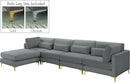 Julia Grey Velvet Modular Sectional (5 Boxes) - NY Furniture Direct (NY)