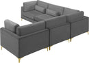 Julia Grey Velvet Modular Sectional (5 Boxes) - NY Furniture Direct (NY)