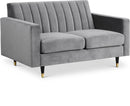 Lola Grey Velvet Loveseat - NY Furniture Direct (NY)