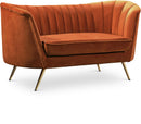 Margo Cognac Velvet Loveseat - NY Furniture Direct (NY)