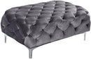 Mercer Grey Velvet Ottoman - NY Furniture Direct (NY)