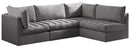 Jacob Grey Velvet Modular Sectional - NY Furniture Direct (NY)