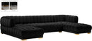 Gwen Black Velvet 3pc. Sectional (3 Boxes) - NY Furniture Direct (NY)