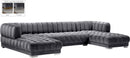 Gwen Grey Velvet 3pc. Sectional (3 Boxes) - NY Furniture Direct (NY)