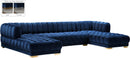 Gwen Navy Velvet 3pc. Sectional (3 Boxes) - NY Furniture Direct (NY)