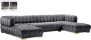 Gwen Grey Velvet 3pc. Sectional (3 Boxes) - NY Furniture Direct (NY)