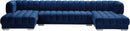 Gwen Navy Velvet 3pc. Sectional (3 Boxes) - NY Furniture Direct (NY)