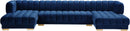 Gwen Navy Velvet 3pc. Sectional (3 Boxes) - NY Furniture Direct (NY)