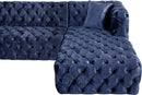 Coco Navy Velvet 3pc. Sectional (3 Boxes) - NY Furniture Direct (NY)